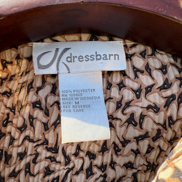 PRICE FIRM Y2K Blouse Vintage Dressbarn Brown Pleated Button Down Flare Top M/L - Picture 5 of 11